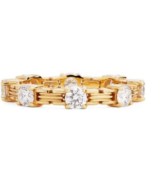 Azlee Large And Diamond Pirouette Ring - Metallic