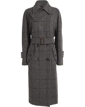 Weekend by Maxmara Wool Tweed Prince Of Wales Check Overcoat - Gray