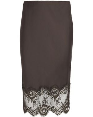 Herskind Lace-Trim Herbert Midi Skirt - Brown