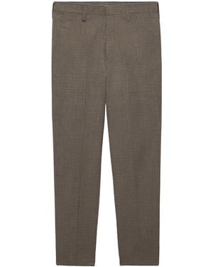 Prada Wool Houndstooth Slim-Fit Pants - Grey
