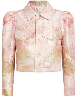 Alice + Olivia Jacquard Lana Cropped Jacket - Pink