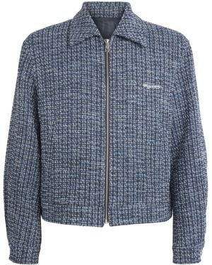WOOYOUNGMI Cotton-Blend Tweed Logo Jacket - Blue
