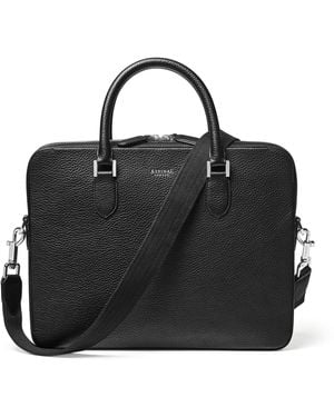 Aspinal of London Leather Shield Briefcase - Black