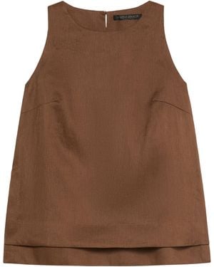Marina Rinaldi Linen Sleeveless Blouse - Brown
