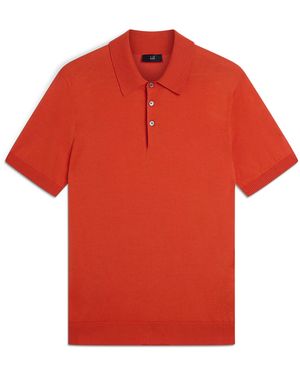 dunhill Cotton-Mulberry Silk Polo Shirt - Red