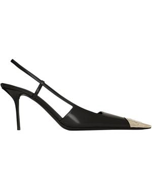Saint Laurent Leather Jeanne Slingback Court Shoes 75 - Black