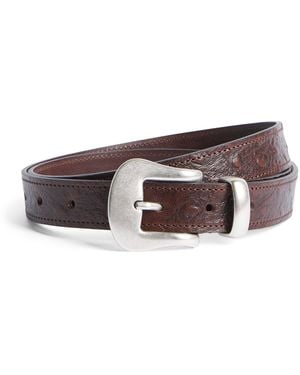 MOLEBO Leather Embossed Western Belt - Brown