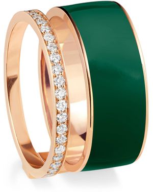 Repossi Diamond And Lacquer Berbere Ring - Green