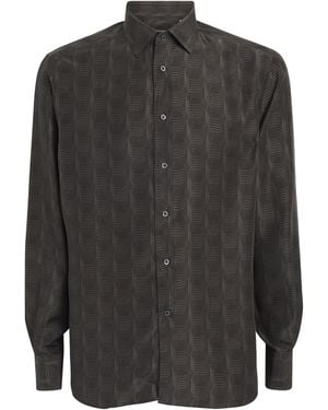 Corneliani Silk Geometric Print Shirt - Gray
