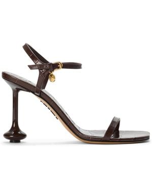 Loewe Leather Croc-Effect Toy Heeled Sandals 90 - Metallic