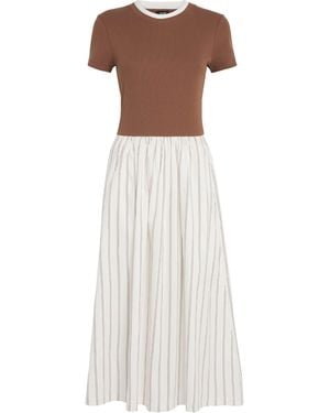ME+EM Cotton-Blend Stripe Midi Dress - White