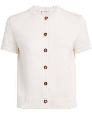 Lafayette 148 New York Cotton-Silk Short-Sleeve Cardigan - White