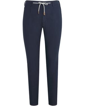 Eleventy Cotton-Blend Drawstring Pants - Blue