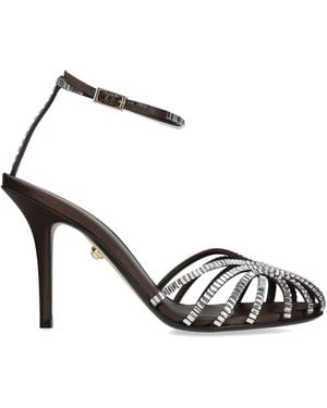 ALEVI Satin Penelope Xtal Heeled Sandals 95 - Black