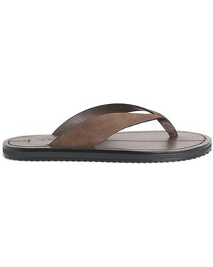 A.Emery Leather Flora Flip Flops - Brown