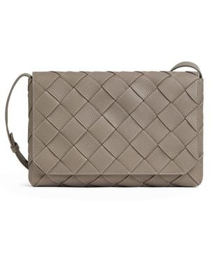 Bottega Veneta Large Leather Diago Cross-Body Bag - Grey