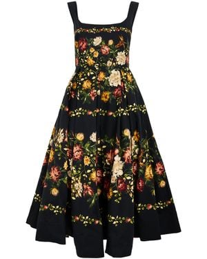 Agua Bendita Cotton Floral Midi Dress - Multicolor