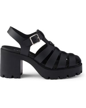 Prada Rubber Platform Sandals 90 - Black