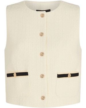 Maje Tweed Sleeveless Top - Natural