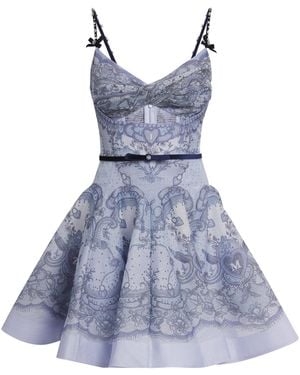 Zimmermann Twist-Front Crush Mini Dress - Blue