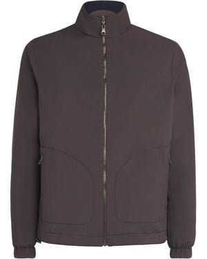 FIORONI CASHMERE Virgin Wool Reversible Bomber Jacket - Brown