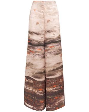ROKSANDA Silk Printed Arneau Wide-Leg Pants - Natural