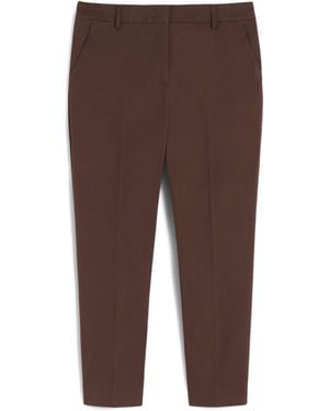 Weekend by Maxmara Cotton-Blend Cropped Slim Pants - Brown