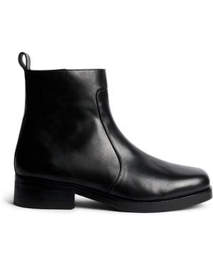 Studio Nicholson Leather Square-Toe Boots - Black