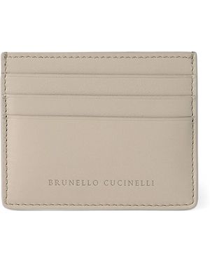 Brunello Cucinelli Leather Logo Card Holder - Natural
