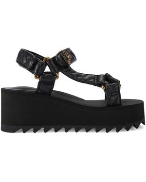 Kurt Geiger Satin Orion Wedge Sandals - Black