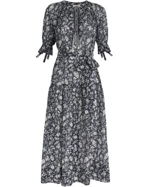 Ulla Johnson Cotton Floral Selena Midi Dress - Grey