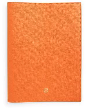 Harrods Leather Refillable Sleeve And Notepad - Orange