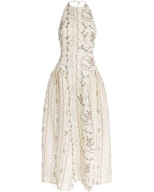 Agua Bendita Linen Balsa Navegante Midi Dress - White