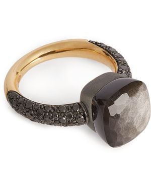 Pomellato Rose, Titanium, Diamond And Obsidian Nudo Ring - Black
