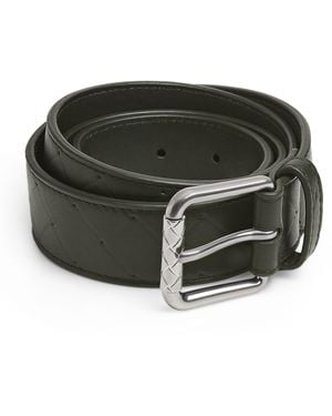 Bottega Veneta Leather Intrecciato Stamp Belt - Green