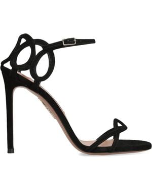 Aquazzura Suede Hula Heeled Sandals 105 - Black