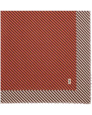 Saint Laurent Cashmere-Silk Geometric Scarf - Red