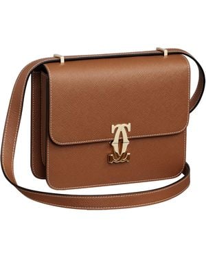 Cartier Mini Calfskin C De Shoulder Bag - Brown
