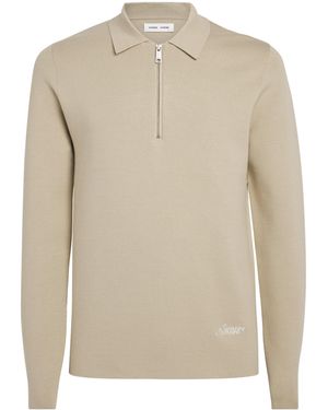 Samsøe & Samsøe Zip-Up Samatt Polo Sweater - Natural