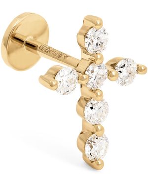 PERSÉE And Diamond Cross Single Stud Earring - Metallic