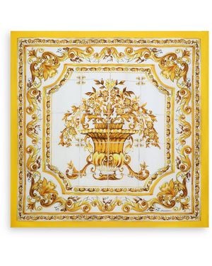 Dolce & Gabbana Silk Majolica Print Scarf - Metallic