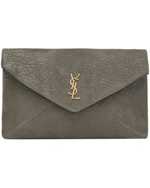 Saint Laurent Large Cassandre Envelope Pouch - Grey