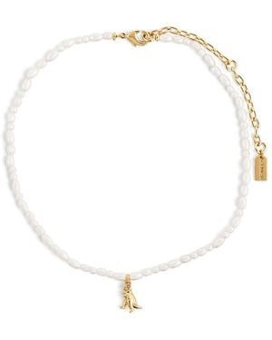 COACH Glass Pearl Rexy Choker Necklace - White