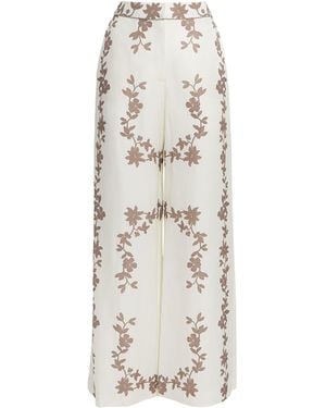 Claudie Pierlot Floral Print Wide-Leg Trousers - White