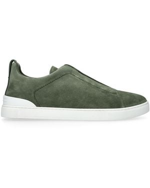 ZEGNA Suede Triple Stitch Sneakers - Green