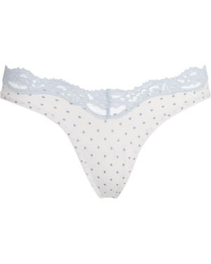 Skims Lace-Trim Fits Everybody Dipped Thong - White