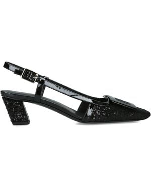 Roger Vivier Sequinned Belle Vivier Slingback Court Shoes 45 - Black