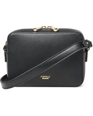 Aspinal of London Leather Slot Weave Camera Bag - Black