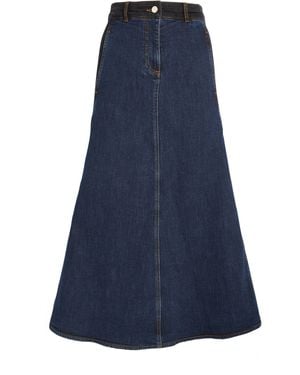 ME+EM Me+em Two-tone Denim Midi Skirt - Blue