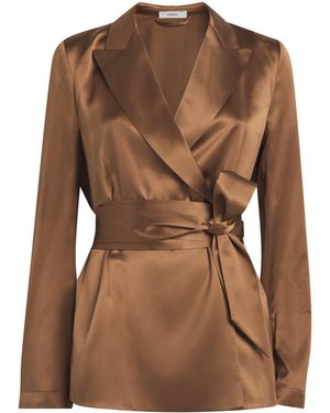 JOSEPH Silk Satin Archer Jacket - Brown